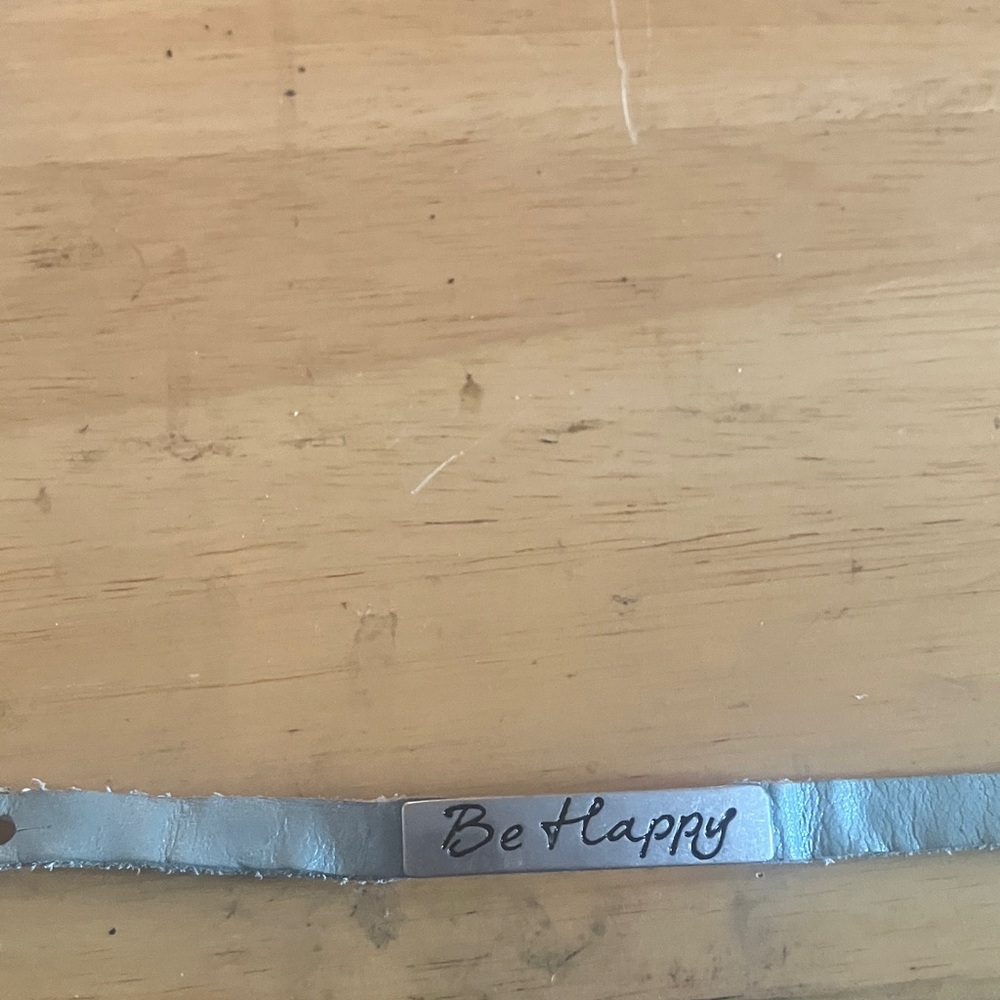 Leather 'Be Happy' Bracelet